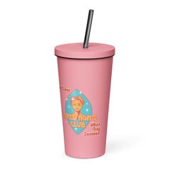 Tired Mom Insulated tumbler with a straw